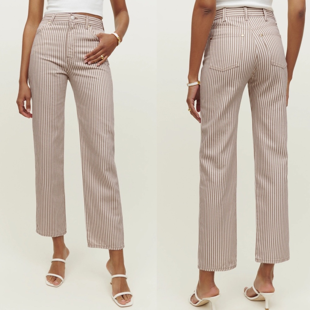Reformation NWT Cowboy Striped High Rise Straight Jeans (28)